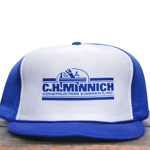 Vintage Trucker Hat Snapback Baseball Cap CH Minnich Construction Company Contractors Builders Tools