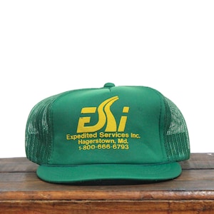 Vintage ESI Expedited Services Inc Trucking Hauling Maryland 18 Wheeler Semi Truck Tractor Trailer Trucker Hat Snapback Baseball Cap