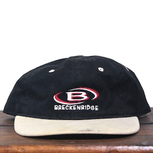 Vintage 90s Unstructured Snapback Hat Baseball Cap Breckenridge Colorado Ski Area Rockies Skiing Mountains