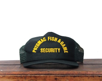 Vintage Trucker Hat Snapback Baseball Cap Potomac Fish & Game Security Jakt Fiskeofficer Maryland Tillverkad i USA