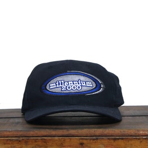 Vintage Year 2000 Millennium Black Strapback Hat Adjustable