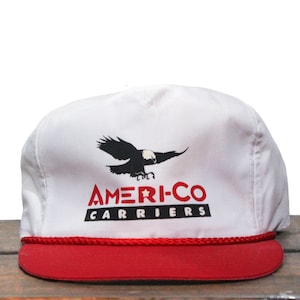 Vintage Trucker Hat Strapback Baseball Cap Ameri-Co Carriers Transport Freight Lines Trucking Hauling Eagle