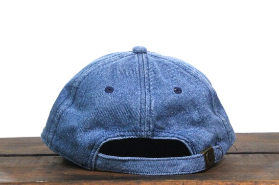 Vintage Unstructured Strapback Hat Baseball Cap Light Wash Denim