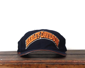 Vintage 90s Distressed Harley Davidson Arch Logo Motor Cycles Biker American Needle Strapback Hat Baseball Cap