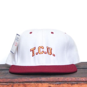 Cappellino da baseball vintage con cinturino posteriore, da football americano, della TCU Texas Christian University, dei Horned Frogs, del college NCAA