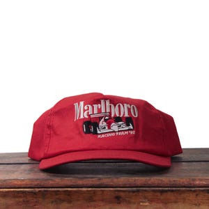 marlboro cigarettes hat Vintage 90s Marlboro Cigarettes Tobacco Indy Car Racing Team '92 Trucker Hat  Snapback Baseball Cap