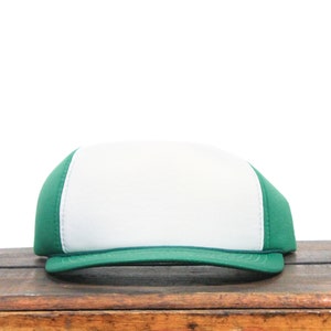Vintage Deadstock New 80s Blank Green & White All Foam YoungAn Brand Trucker Hat Snapback Baseball Cap