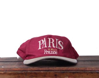 Vintage 90s Paris France French City Europe EU Snapback Hat Baseball Cap