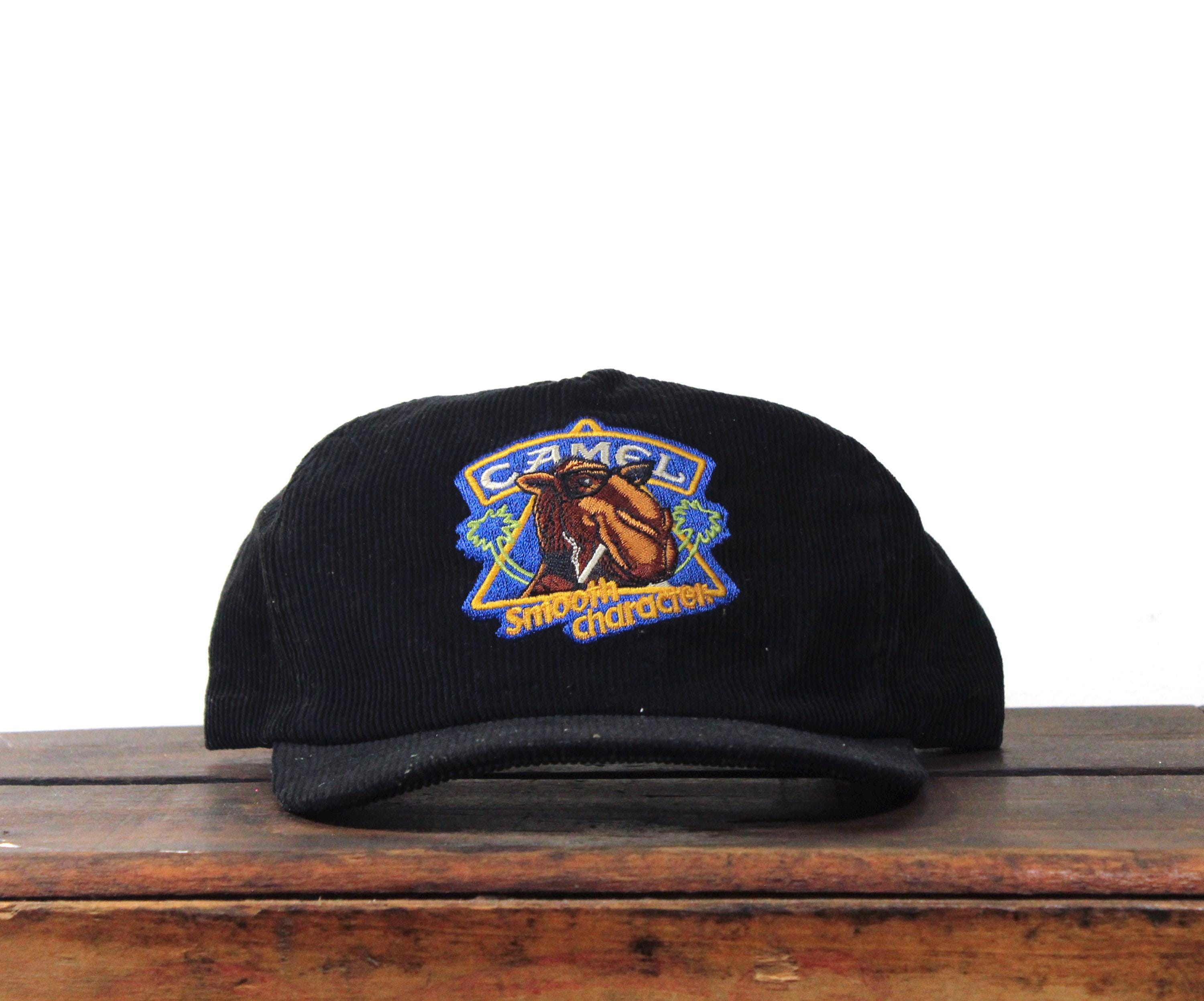 Vintage Black Corduroy Camel Cigarettes Tobacco Joe Camel Smooth Character  Trucker Hat Snapback Baseball Cap