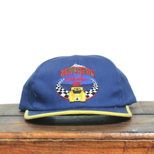 Vintage Matthews Vintage Racing Drag Racing Hot Rod Classic Car Strapback Hat Baseball Cap