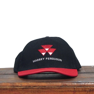 Vintage 90s Massey Ferguson MF Tractors Farm Equipment Machinery Implements Strapback Hat Baseball Cap