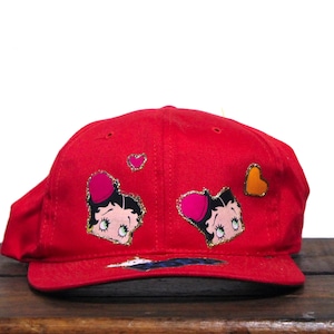 Vintage 90s Home Made Betty Boop Cartoon Snapback Hat Baseball Cap