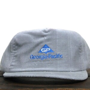 Vintage Corduroy Trucker Hat Snapback Gorra de béisbol GP Georgia Pacific Paper Company Bolsa Caja de cartón Embalaje de envío Cartón USA Hecho