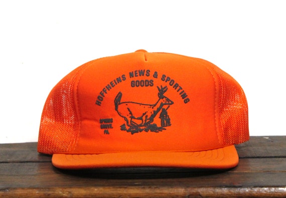 Vintage Blaze Orange Trucker Hat Snapback Baseball Cap Hoffheins News  Sporting Goods Deer Buck Hunting Fishing Supply Store Spring Grove PA -   Canada