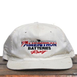 Vintage 90s Distressed Ameritron Batteries Racing Battery Auto Parts Cars Garage Mechanic Nascar Snapback Hat Baseball Cap