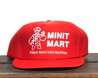 Vintage Trucker Hat Snapback Baseball Cap Minit Mart When Minutes Matter Convenience Store Gas Station Quick Mart