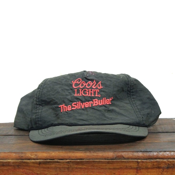 Vintage Distressed Beater Faded Coors Light The Silver Bullet Banquet Beer Colorado Rockies Snapback Trucker Hat Baseball Cap