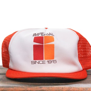 Vintage Imperial Since 1915 Logo Puff Print Trucker Hat Snapback Baseball Cap Made In USA