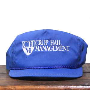Vintage Strapback Trucker Hat Baseball Cap CHM Crop Hail Management Insurance Agriculture Farmer Corn