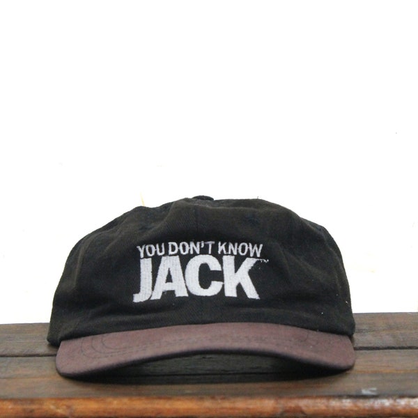 Vintage 90s Unstructured Strapback Hat Baseball Cap Berkeley Systems Video Games You Don't Know Jack Trivia Computer Internet
