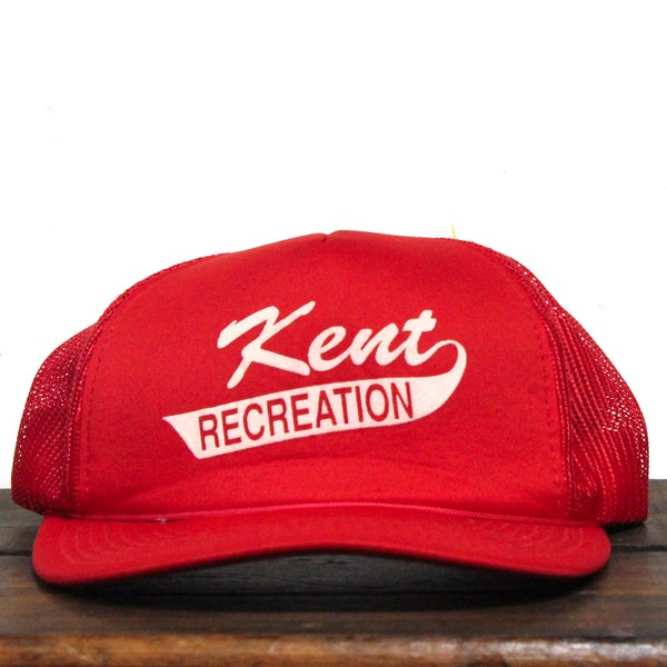Vintage 90s Trucker Hat Snapback Baseball Cap Kent Recreation Town Parks Department Ohio Script