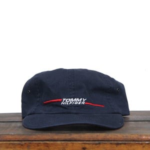 Vintage 90s Tommy Hilfiger Flag Logo Unstructured Strapback Hat Baseball Cap