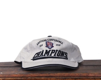 Gorra de béisbol vintage desgastada de los New Jersey Nets, campeones de la Conferencia Este, baloncesto de la NBA, Brooklyn.