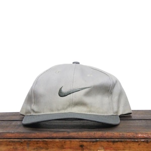 Vintage 90s Distressed Faded Beater Nike Minimal Athletic Apparel Swoosh Logo Just Do It Air Snapback Hat Baseball Cap