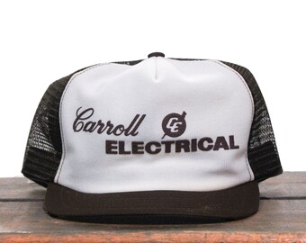 Vintage Trucker Hat Snapback Baseball Cap CE Carroll Electric Co Electricity Power Electrician Lightning Bolt Made In USA