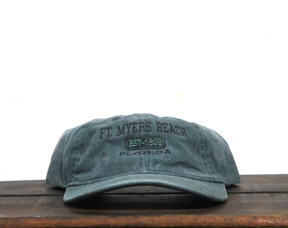 Vintage 90s Distressed Washed Out Green Ft Meyers… - image 1
