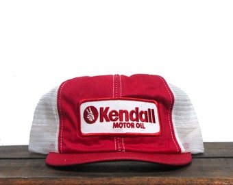 Vintage Trucker Hat Snapback Baseball Cap Kendall Motor Oil Gas Racing Cars Made In USA Patch