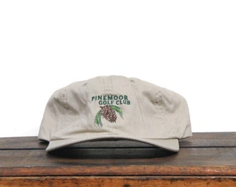 Vintage Pinemoor Golf Club Course Country Club Florida Pine Cones Trees Unstructured Strapback Hat Baseball Cap