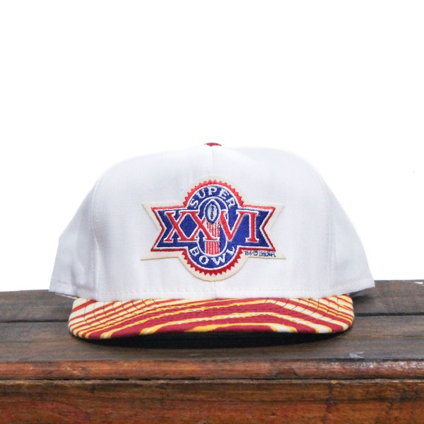 Vintage 90s 1992 Super Bowl XXVI Zubaz Sebra Stripe Brim NFL Football Snapback Trucker Hat Baseball Cap Made In USA