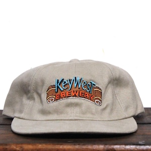 Vintage 90s Key West Brewery Florida Beer Washed Out Unstructured Strapback Hat Baseball Cap