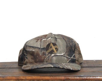 Vintage 90 Woodland Camo Camouflage Hunting Applied Industrial Technologies Industrial Parts Supply Snapback Hat Baseball Cap Made In USA