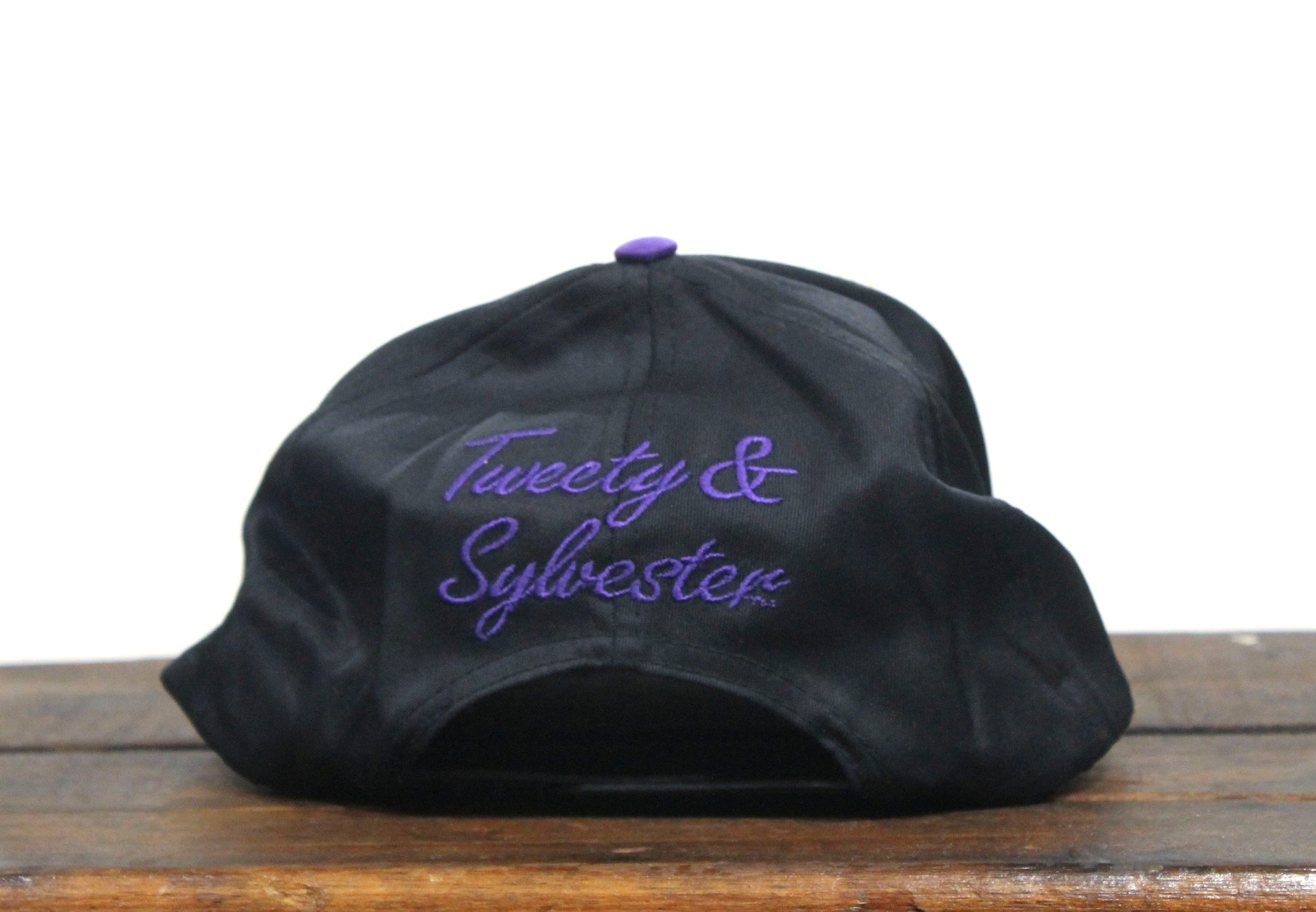 Vintage 90\'s Warner Bros. Sylvester & Tweety ACME High Blk Wool Newsboy Cap Sz M Vintage 90s Tweety & Sylvester Snapback Hat - Looney Tunes  main image 2