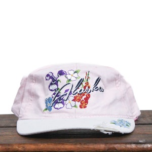 Vintage Alaska State Wildflowers Fish Wildlife Northern State Strapback Hat Baseball Cap