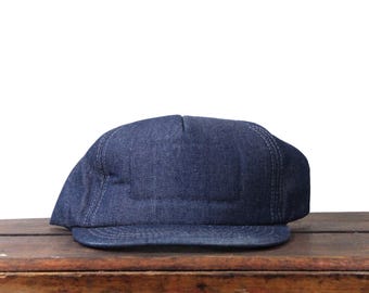 Gorra de béisbol estilo camionero vintage de los años 80 con cierre trasero, de mezclilla azul lavado medio