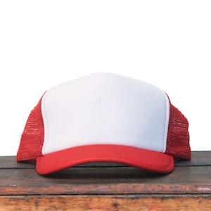 Vintage Blank Red And White Mesh Back Trucker Hat Snapback Baseball Cap