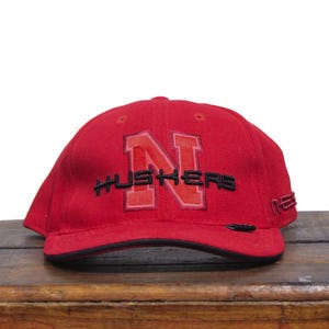 Vintage Y2K University Of Nebraska Cornhuskers Huskers Go Big Red College NCAA Football Strapback Hat Baseball Cap