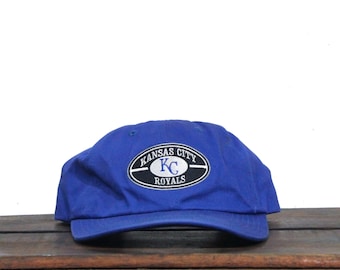 Vintage Y2K KC Kansas City Royals Baseball MLB Kansas Missouri Twins Brand Unstructured Strapback Hat Baseball Cap