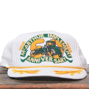 Vintage Trucker Hat Snapback Baseball Cap McArthur Implement Farm Equipment John Deere Tractors Dealer 50th Anniversary Burlington Colorado