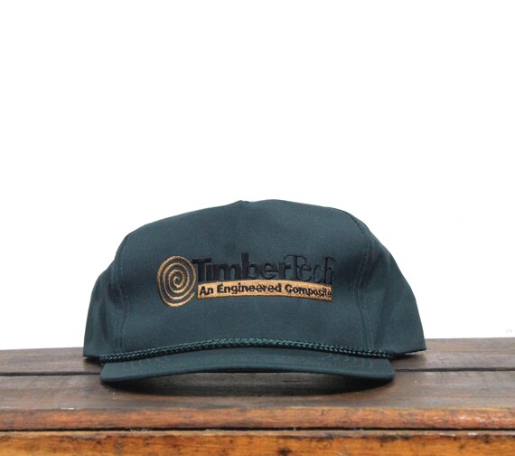 Vintage Forest Green Trucker Hat Snapback Baseball Cap Timber Tech