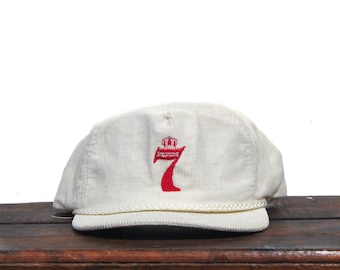 Vintage corduroy Trucker Hat Snapback Baseballpet Seagrams 7 American Whiskey Liquor Alcohol Drink Cocktail
