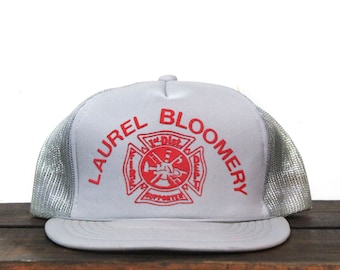 Vintage Trucker Hat Snapback Baseball Cap Laurel Bloomery Fire Department FD Fire Fighter Truck Fireman Tennessee