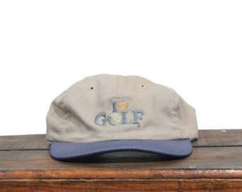 Vintage 90s angustiado no estructurado Strapback sombrero gorra de béisbol I Love <3 Golf Country Club
