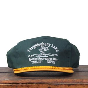 Vintage Trucker Hat Snapback Baseball Cap Youghiogheny Lake Special Recreation Day Leaping Bass Fishing Angler Fish Pennsylvania