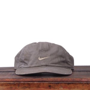 Vintage 90s Distressed Faded Beater Nike Minimal Athletic Apparel Swoosh Logo Just Do It Air Strapback Hat Baseball Cap