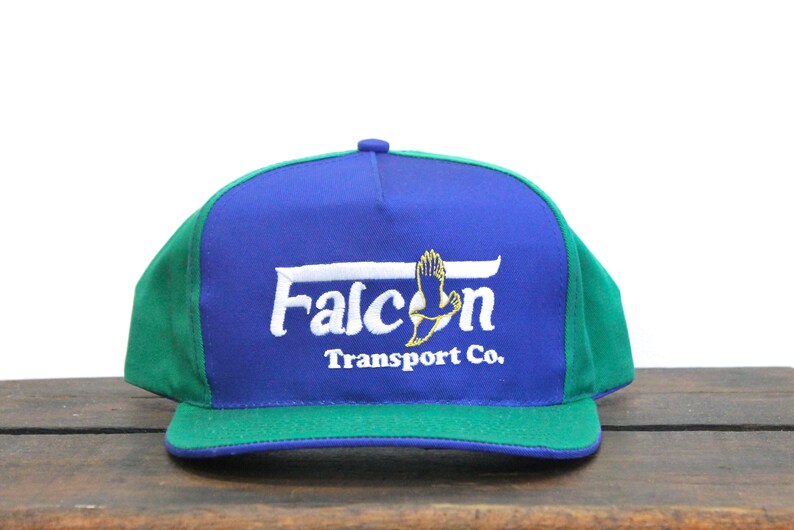 Vintage Trucker Hat Snapback Hat Baseball Cap Falcon Transport Co Trucking Hauling Bird Of Prey Colorblock
