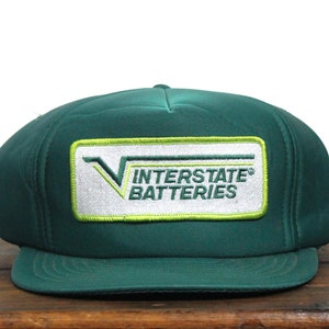 Vintage Interstate Batteries Racing Battery Electricity Power Auto Car Parts Trucker Hat Snapback Baseball Cap Patch
